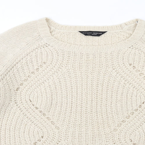 Dorothy Perkins Womens Ivory Round Neck Acrylic Pullover Jumper Size 12