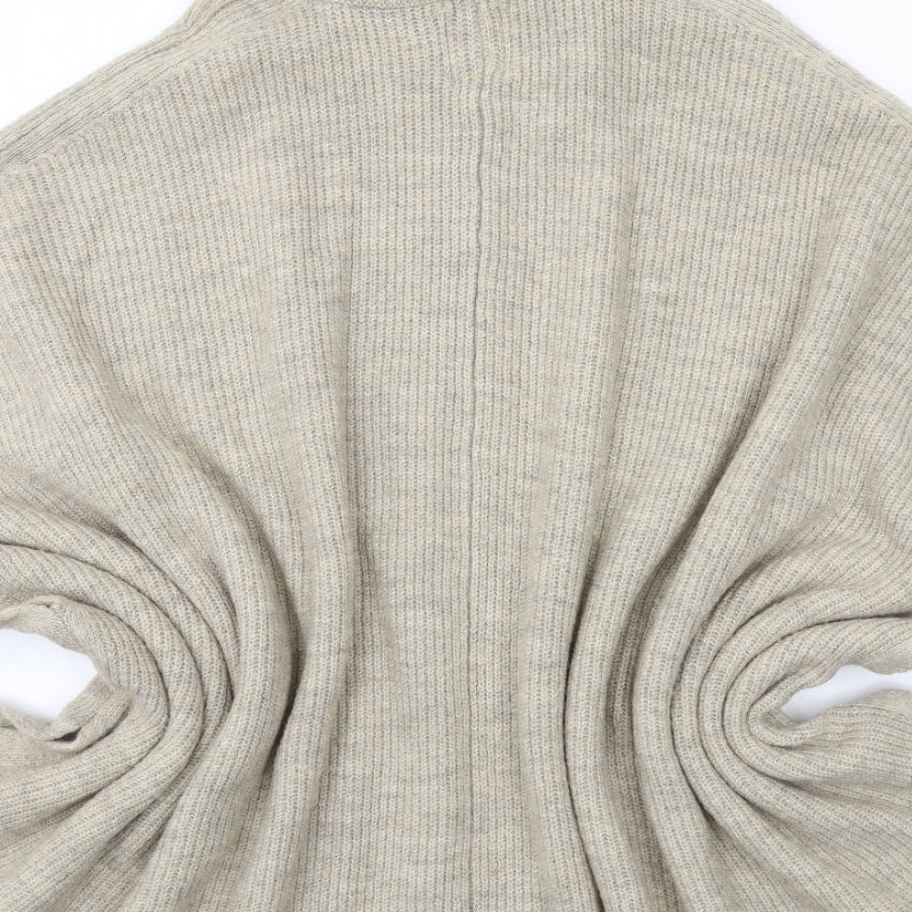 Bershka Womens Beige Roll Neck Acrylic Pullover Jumper Size M - Poncho