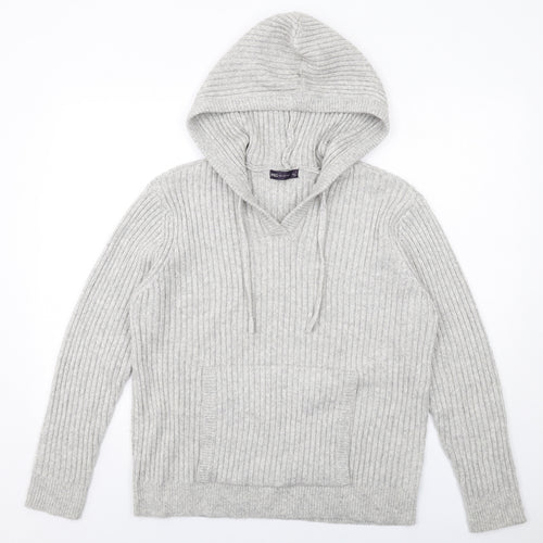 Marks and Spencer Womens Grey V-Neck Polyester Pullover Jumper Size L