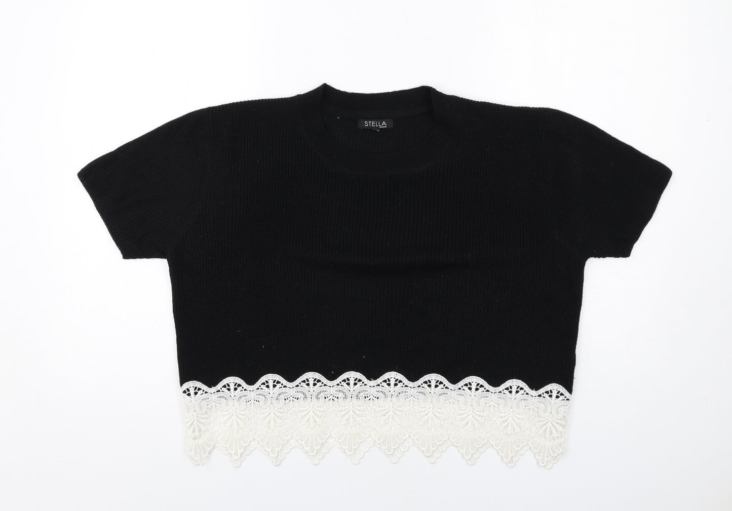 Stella Morgan Womens Black Round Neck Acrylic Pullover Jumper Size 12