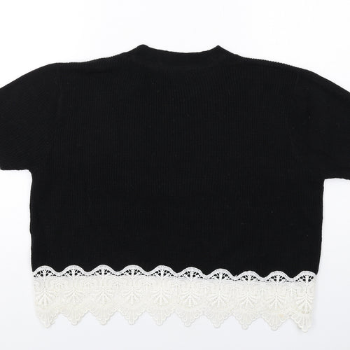 Stella Morgan Womens Black Round Neck Acrylic Pullover Jumper Size 12