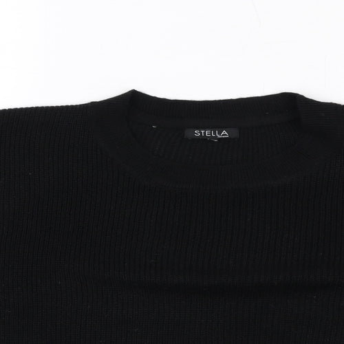 Stella Morgan Womens Black Round Neck Acrylic Pullover Jumper Size 12
