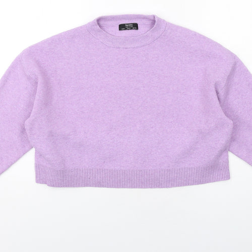 Bershka Womens Purple Round Neck Polyester Pullover Jumper Size S