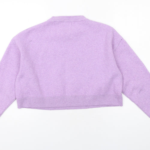 Bershka Womens Purple Round Neck Polyester Pullover Jumper Size S