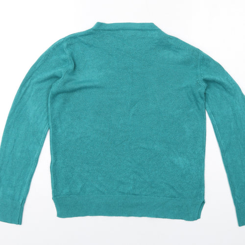 Marks and Spencer Womens Green Round Neck Acrylic Pullover Jumper Size 10
