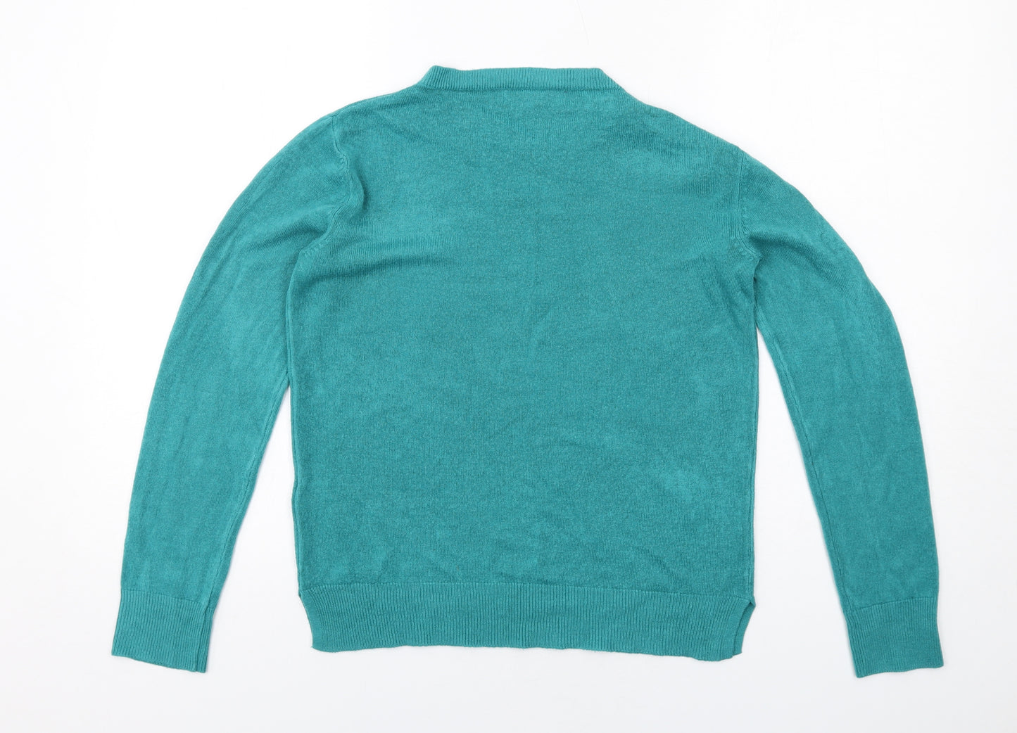 Marks and Spencer Womens Green Round Neck Acrylic Pullover Jumper Size 10