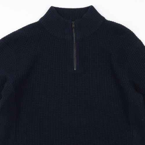 NEXT Mens Blue High Neck Acrylic Pullover Jumper Size L Long Sleeve