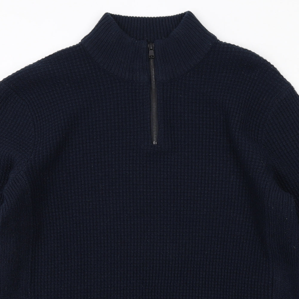 NEXT Mens Blue High Neck Acrylic Pullover Jumper Size L Long Sleeve
