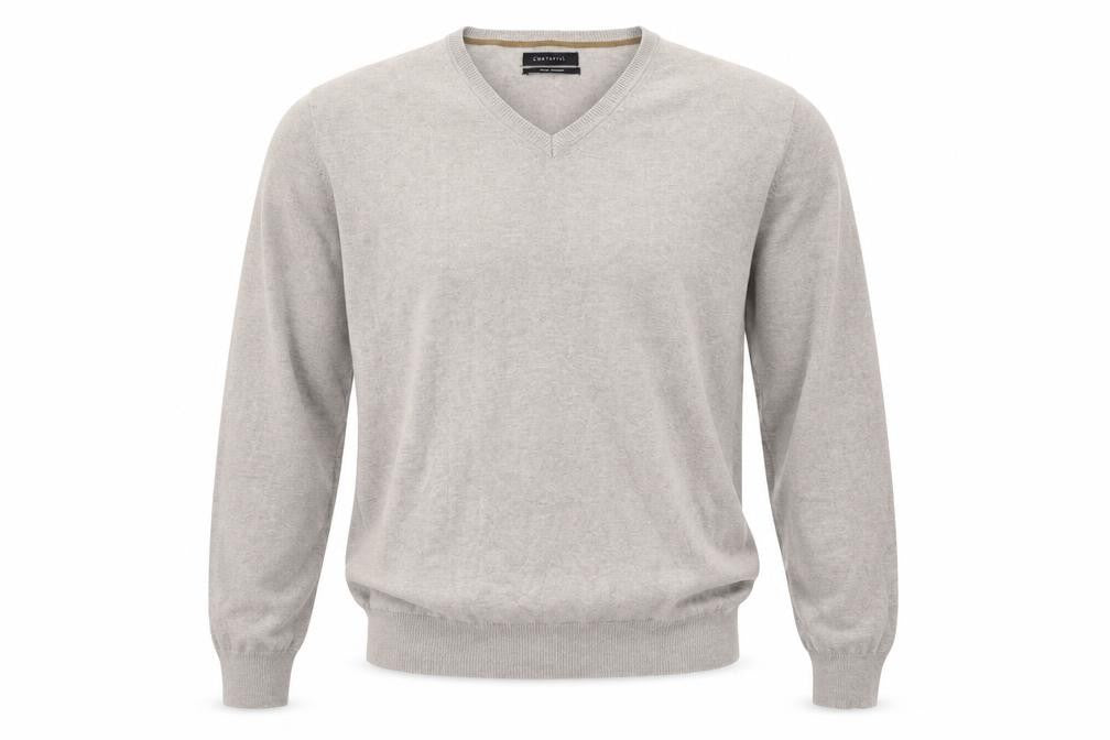Cortefiel Mens Beige V-Neck Cotton Pullover Jumper Size XL Long Sleeve