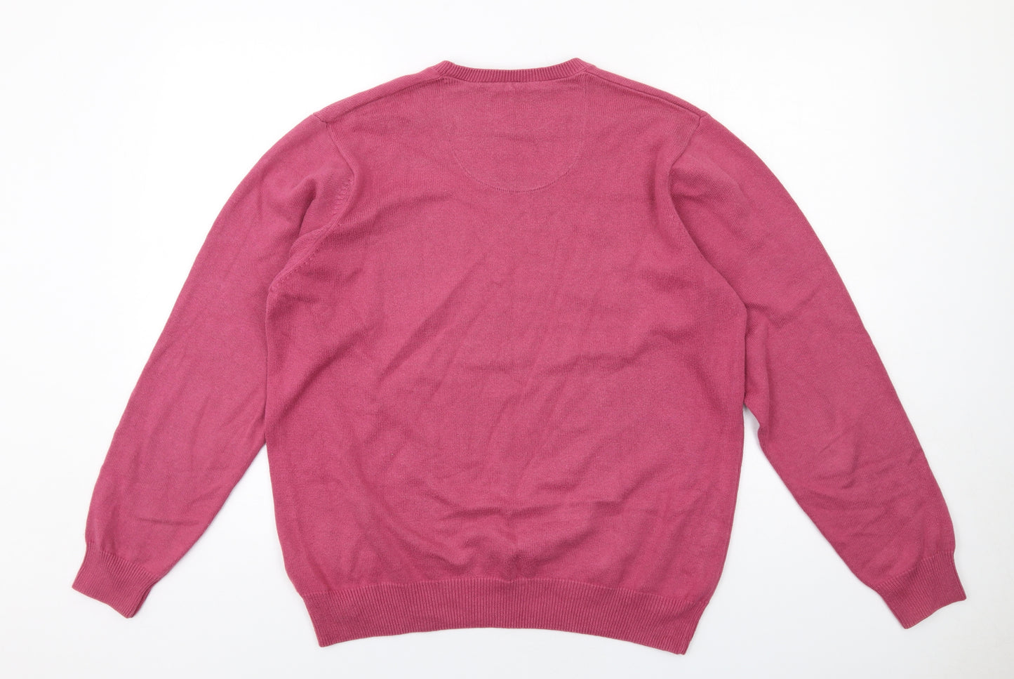 Blue Harbour Mens Pink Round Neck Cotton Pullover Jumper Size L Long Sleeve