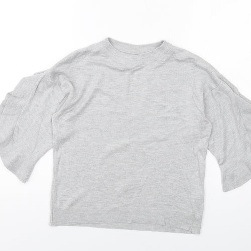 Miss Selfridge Womens Grey Round Neck Viscose Pullover Jumper Size 8