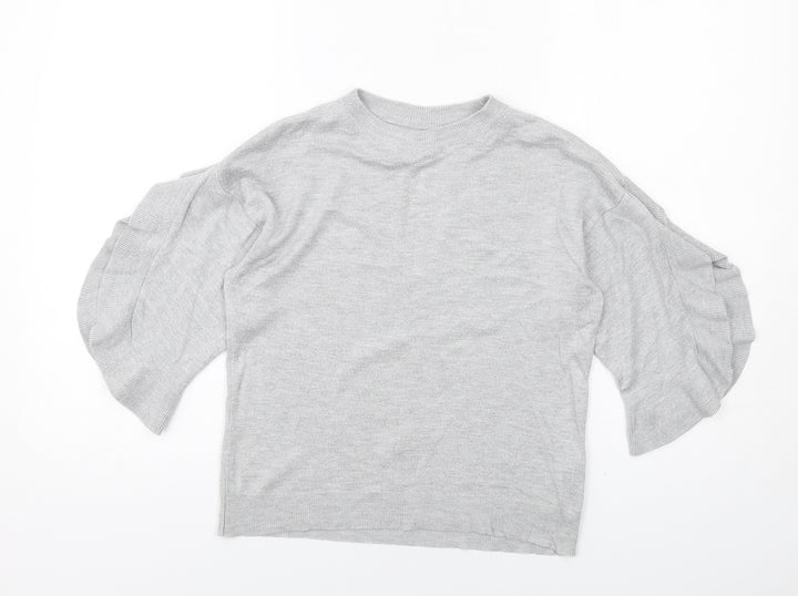 Miss Selfridge Womens Grey Round Neck Viscose Pullover Jumper Size 8