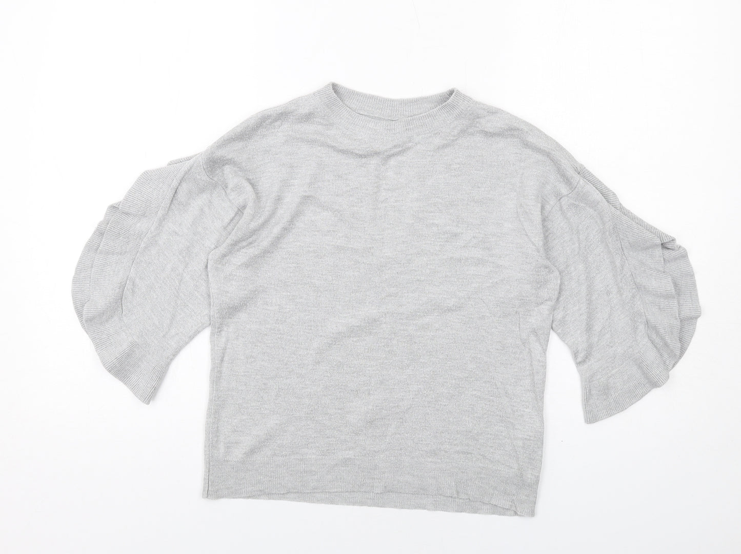 Miss Selfridge Womens Grey Round Neck Viscose Pullover Jumper Size 8