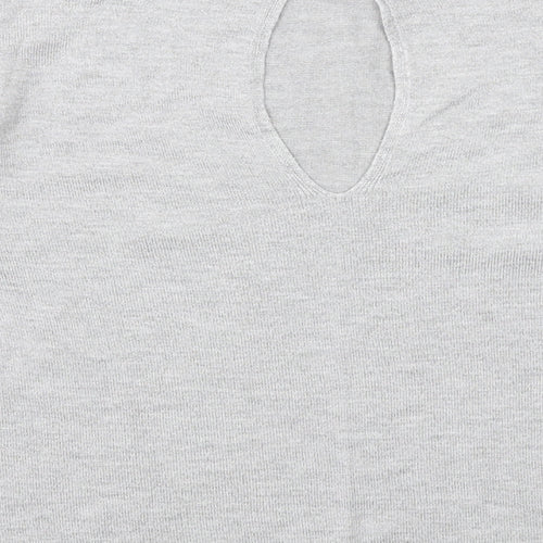 Miss Selfridge Womens Grey Round Neck Viscose Pullover Jumper Size 8