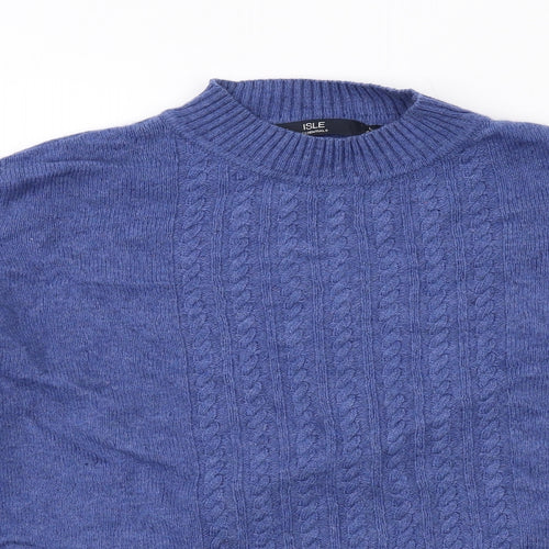 EWM Womens Blue Mock Neck Nylon Pullover Jumper Size 18