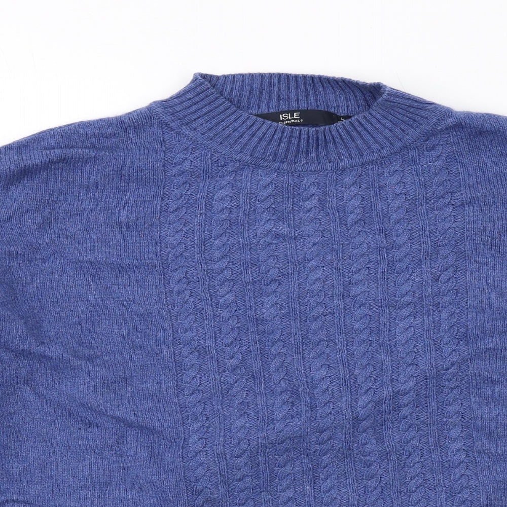 EWM Womens Blue Mock Neck Nylon Pullover Jumper Size 18