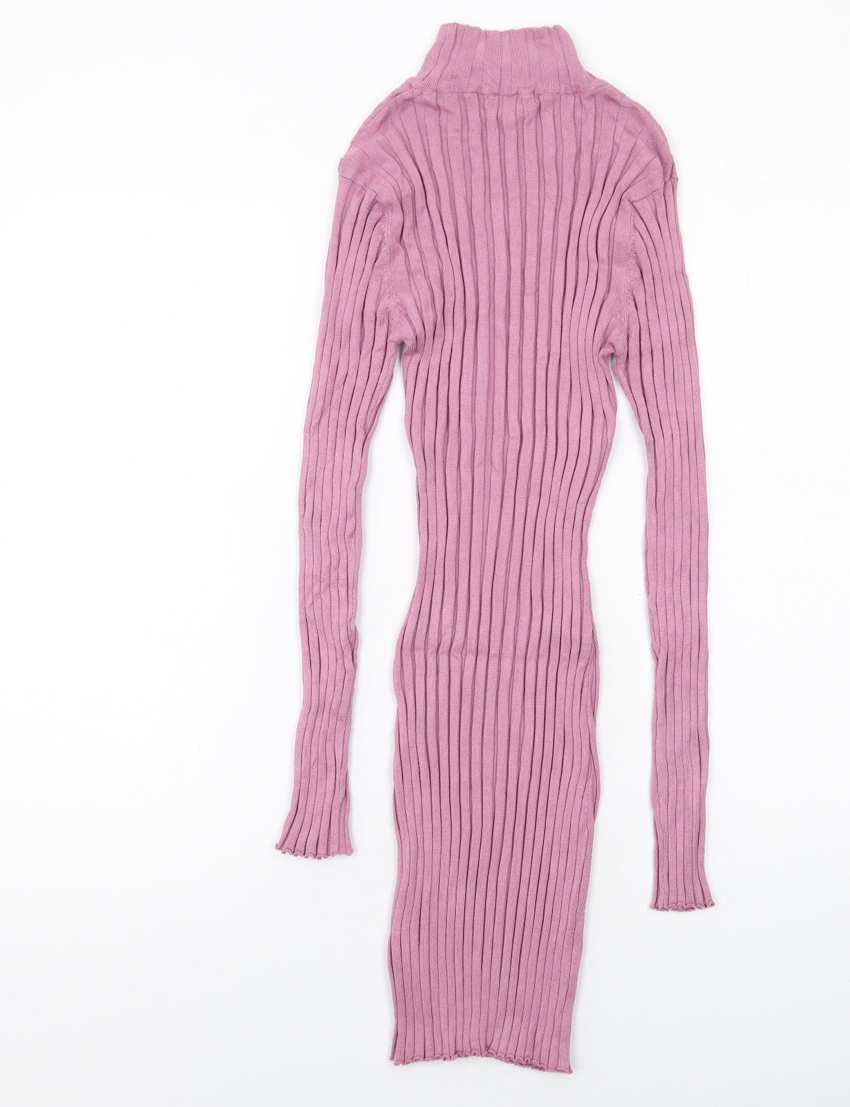 Boohoo Womens Pink Viscose Mini Size 12 Mock Neck Pullover - Ribbed