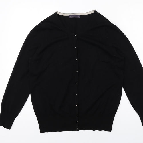 Marks and Spencer Womens Black Round Neck Viscose Cardigan Jumper Size 14
