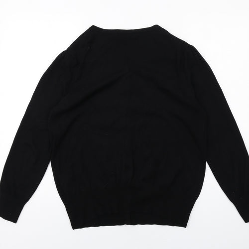Marks and Spencer Womens Black Round Neck Viscose Cardigan Jumper Size 14