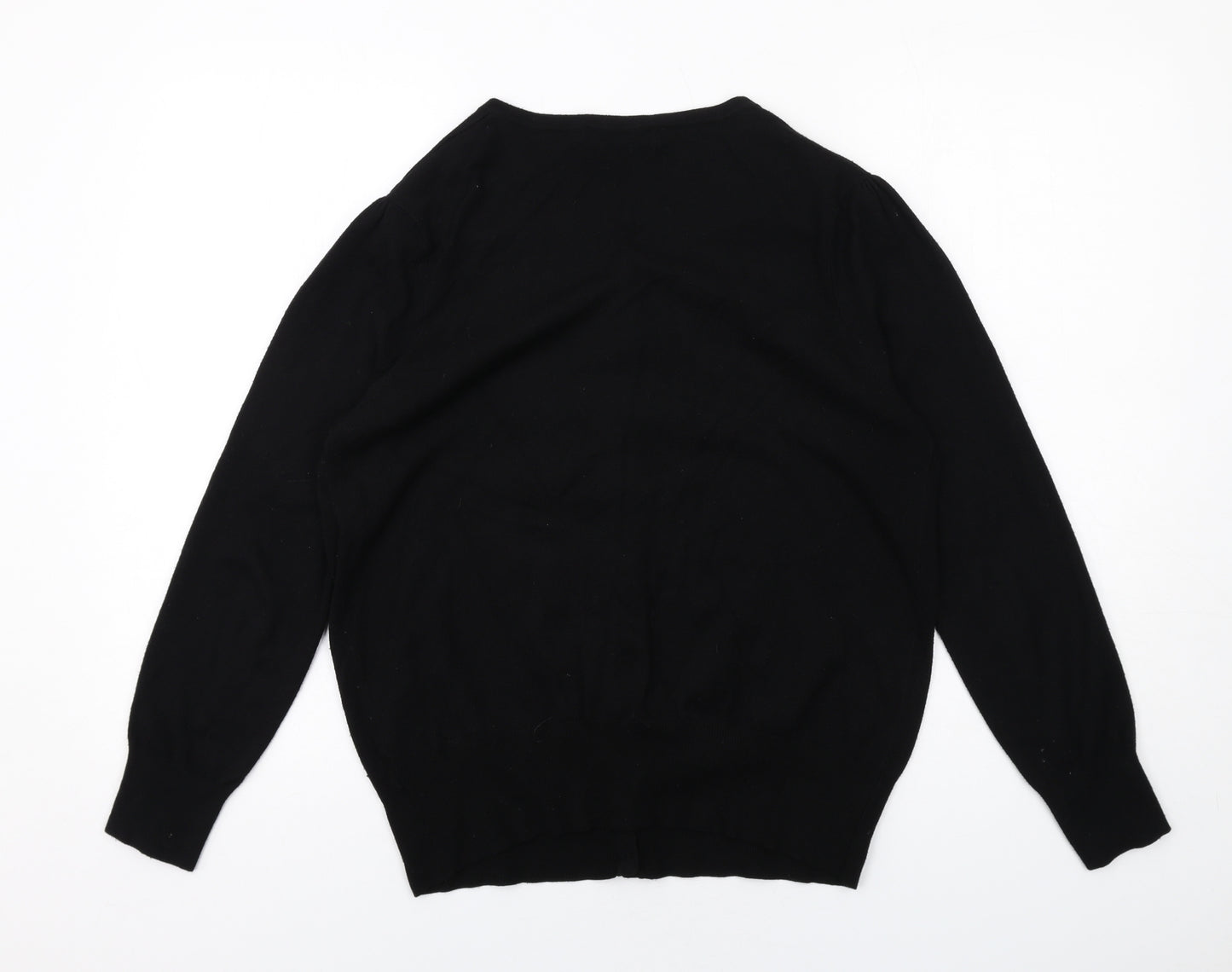 Marks and Spencer Womens Black Round Neck Viscose Cardigan Jumper Size 14