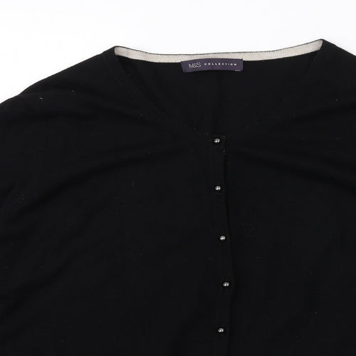 Marks and Spencer Womens Black Round Neck Viscose Cardigan Jumper Size 14