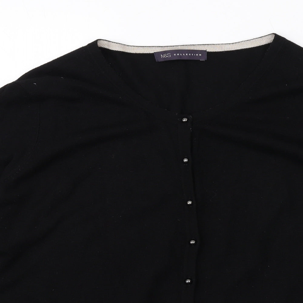 Marks and Spencer Womens Black Round Neck Viscose Cardigan Jumper Size 14