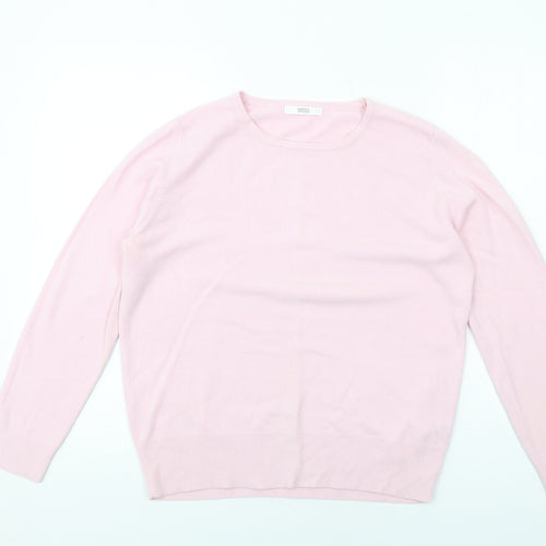 Marks and Spencer Womens Pink Round Neck Acrylic Pullover Jumper Size 12