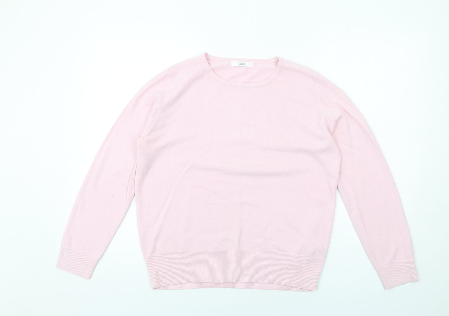 Marks and Spencer Womens Pink Round Neck Acrylic Pullover Jumper Size 12