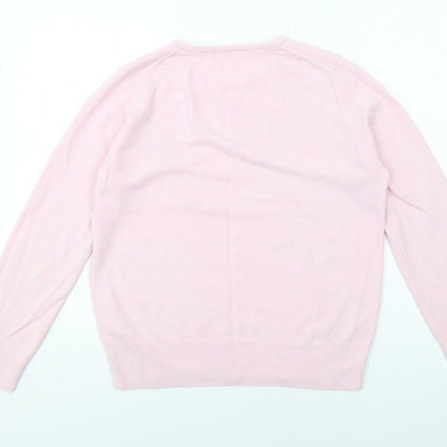 Marks and Spencer Womens Pink Round Neck Acrylic Pullover Jumper Size 12