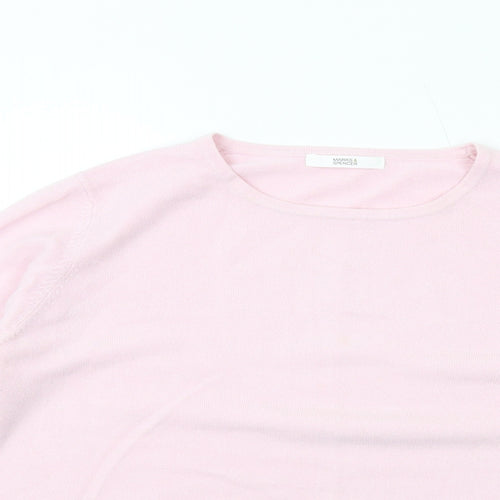 Marks and Spencer Womens Pink Round Neck Acrylic Pullover Jumper Size 12