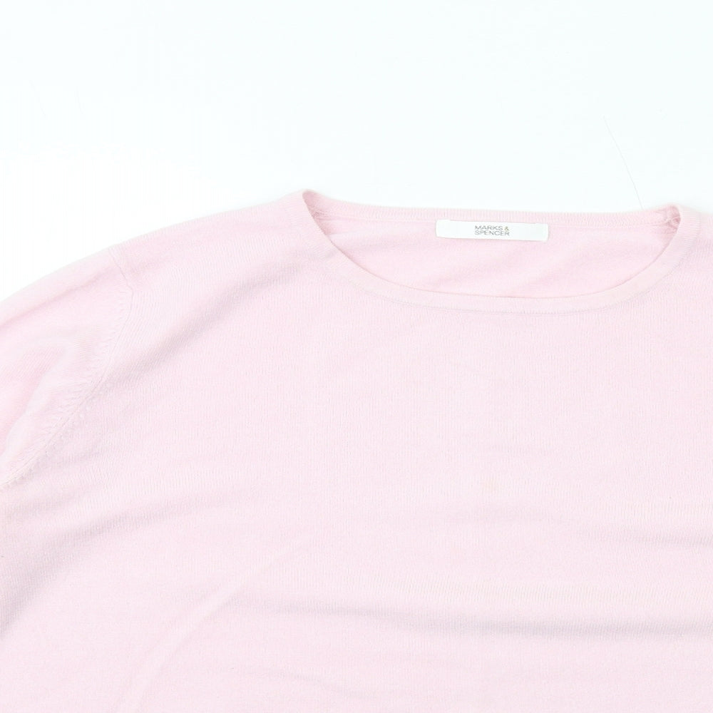 Marks and Spencer Womens Pink Round Neck Acrylic Pullover Jumper Size 12