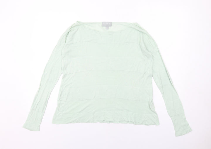 PURE Collection Womens Green Boat Neck Viscose Pullover Jumper Size S