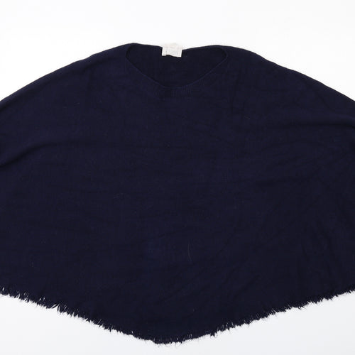 Charli Womens Blue Round Neck Cotton Pullover Jumper One Size
