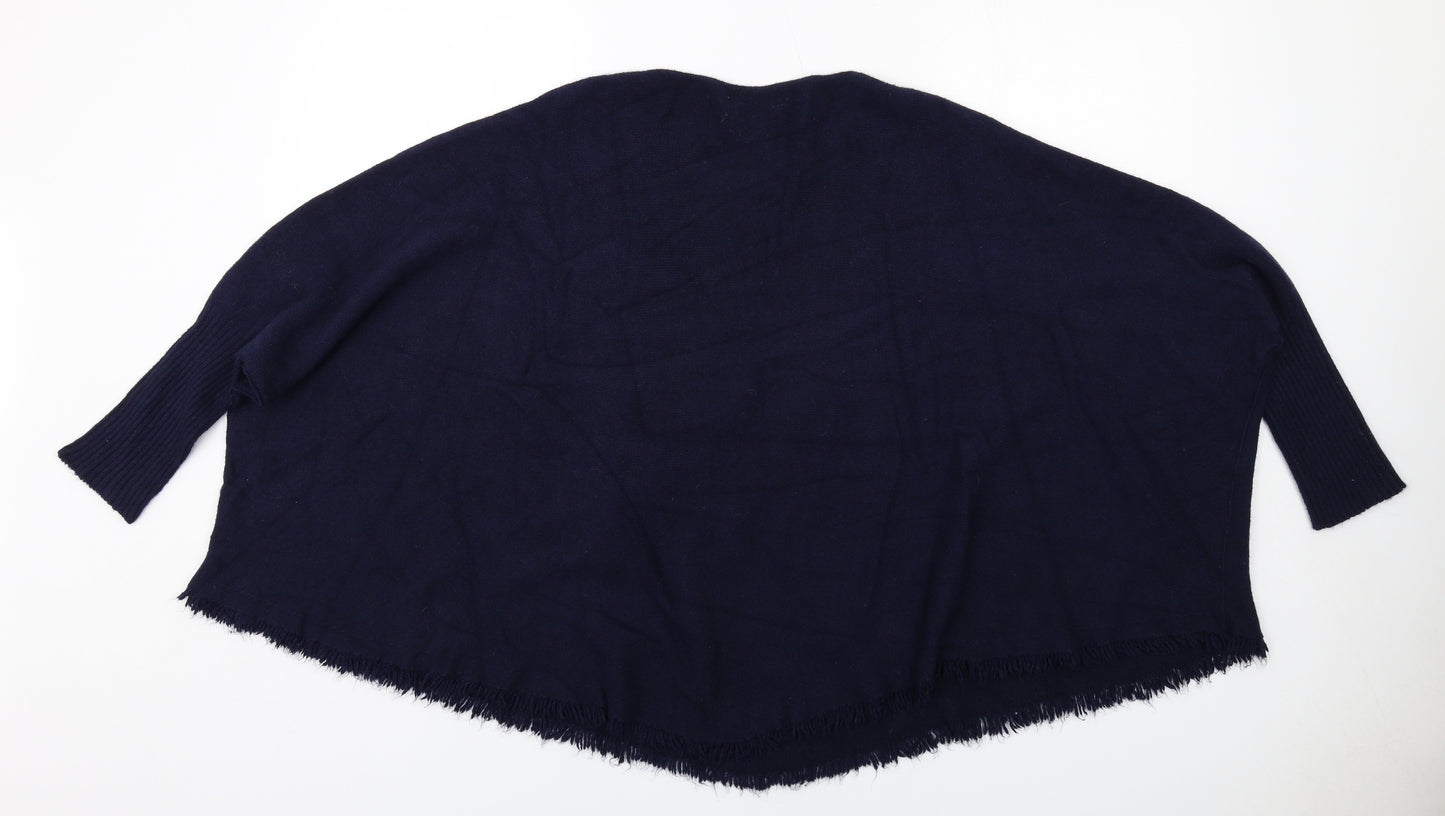 Charli Womens Blue Round Neck Cotton Pullover Jumper One Size