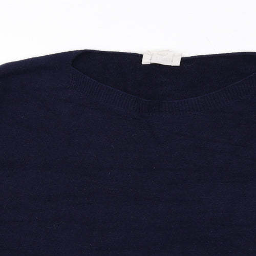 Charli Womens Blue Round Neck Cotton Pullover Jumper One Size