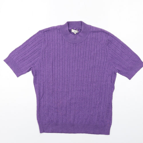 CC Womens Purple Mock Neck Cotton Pullover Jumper Size L