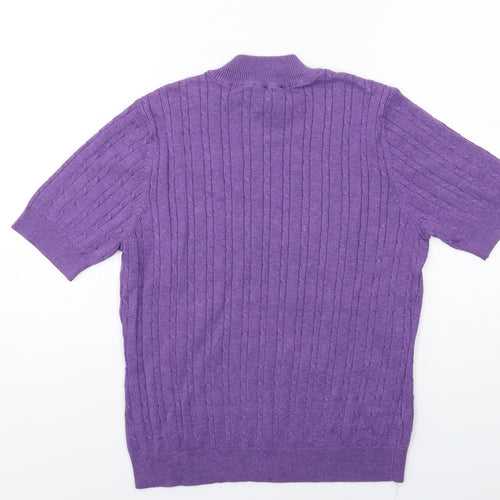 CC Womens Purple Mock Neck Cotton Pullover Jumper Size L