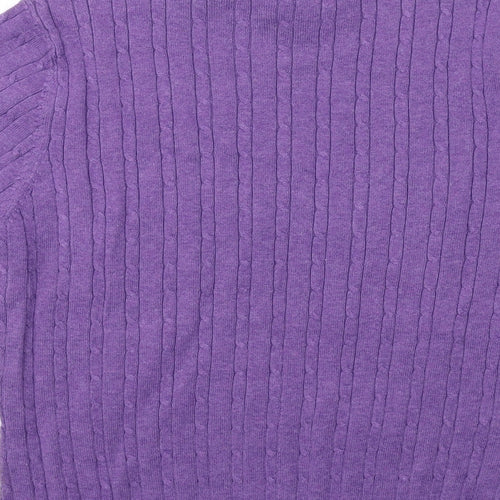 CC Womens Purple Mock Neck Cotton Pullover Jumper Size L