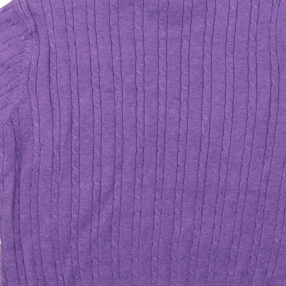 CC Womens Purple Mock Neck Cotton Pullover Jumper Size L