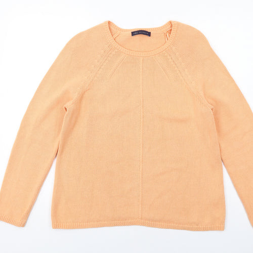 Marks and Spencer Womens Orange Round Neck Cotton Pullover Jumper Size 14