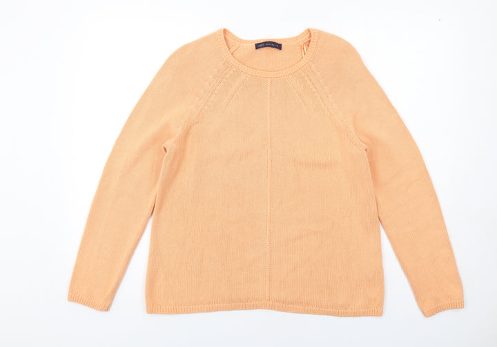 Marks and Spencer Womens Orange Round Neck Cotton Pullover Jumper Size 14
