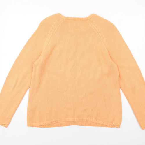 Marks and Spencer Womens Orange Round Neck Cotton Pullover Jumper Size 14