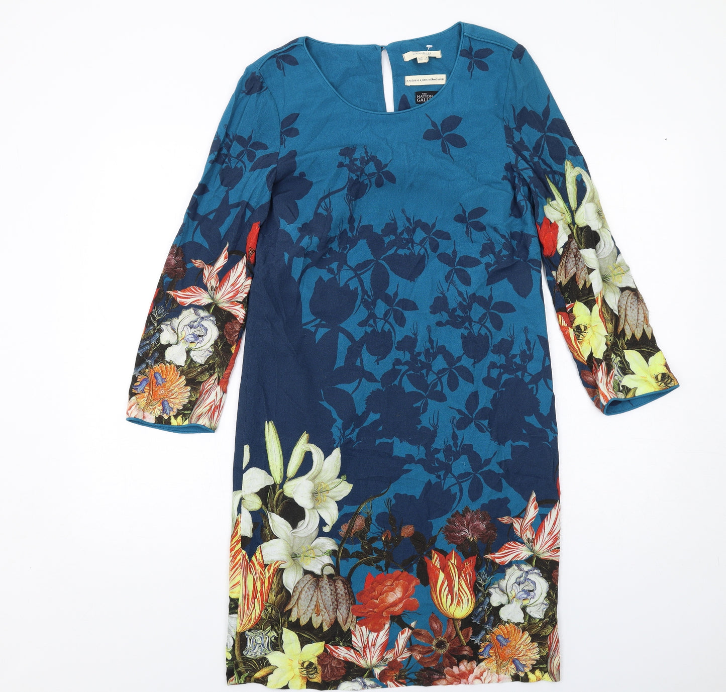 White Stuff Womens Multicoloured Floral Viscose Shift Size 6 Boat Neck Button