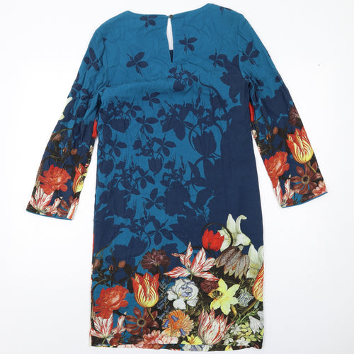 White Stuff Womens Multicoloured Floral Viscose Shift Size 6 Boat Neck Button