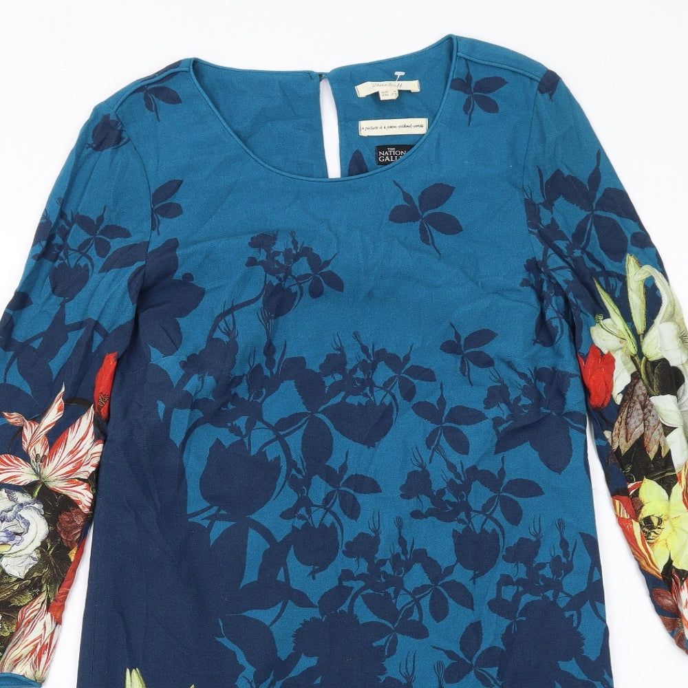 White Stuff Womens Multicoloured Floral Viscose Shift Size 6 Boat Neck Button