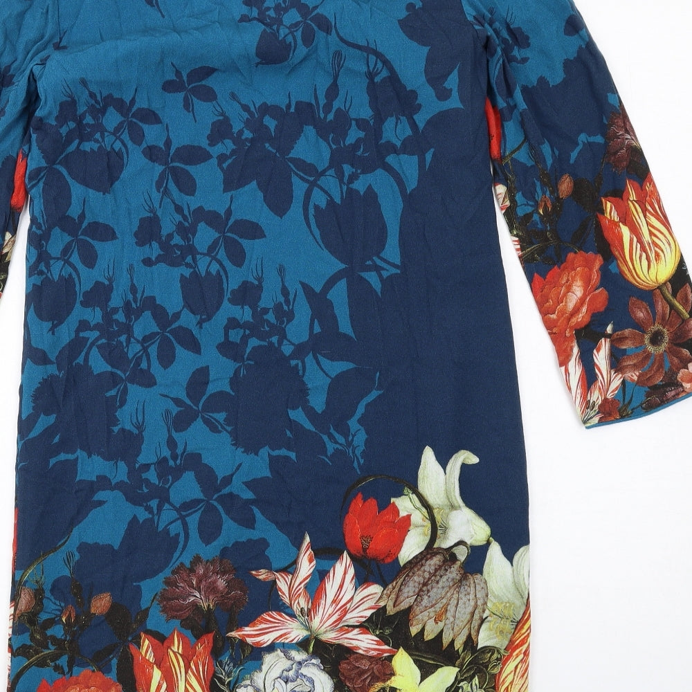 White Stuff Womens Multicoloured Floral Viscose Shift Size 6 Boat Neck Button