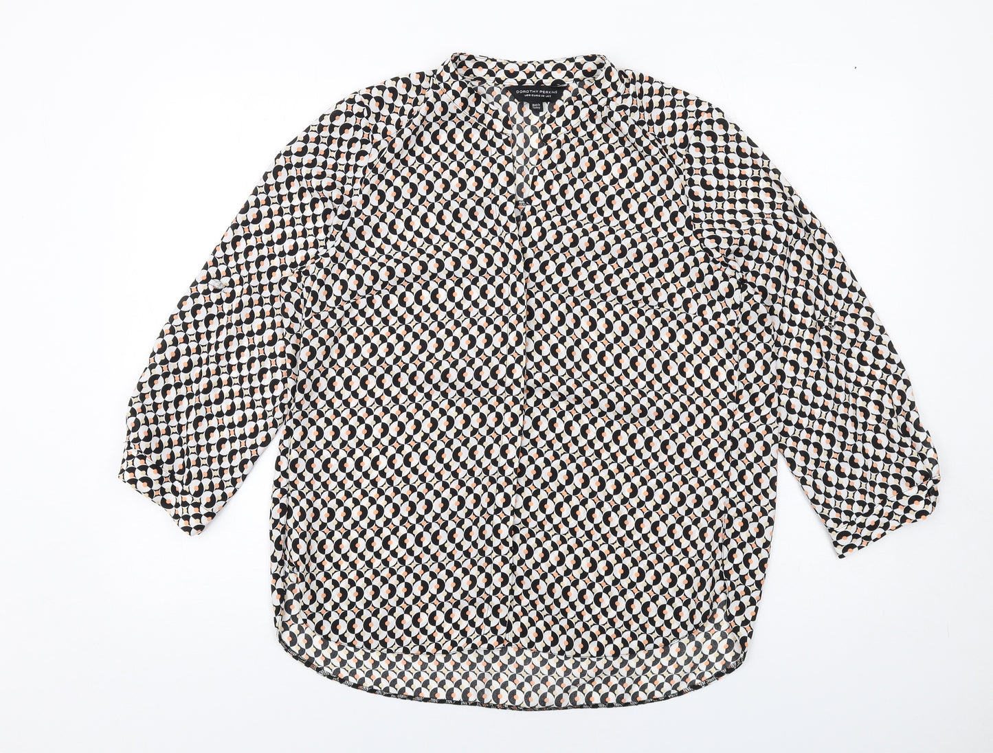 Dorothy Perkins Womens Multicoloured Geometric Polyester Basic Button-Up Size 12 V-Neck