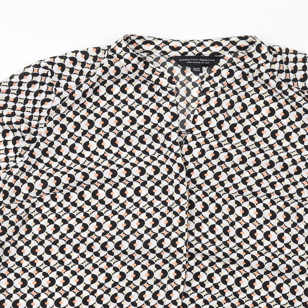 Dorothy Perkins Womens Multicoloured Geometric Polyester Basic Button-Up Size 12 V-Neck