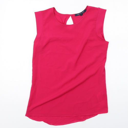 French Connection Womens Pink Polyester Basic Blouse Size S Round Neck