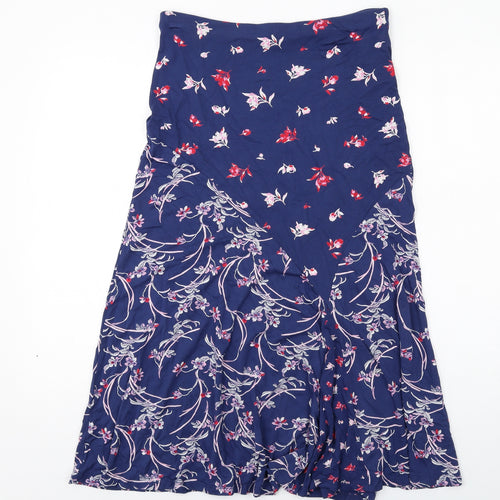 Bonmarché Womens Blue Floral Viscose Maxi Skirt Size 10